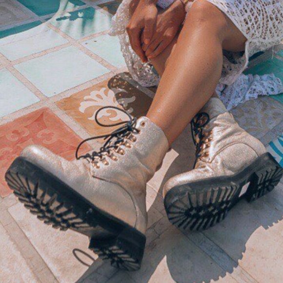 Sol Sana Gold Combat Boots - Picture 1 of 4